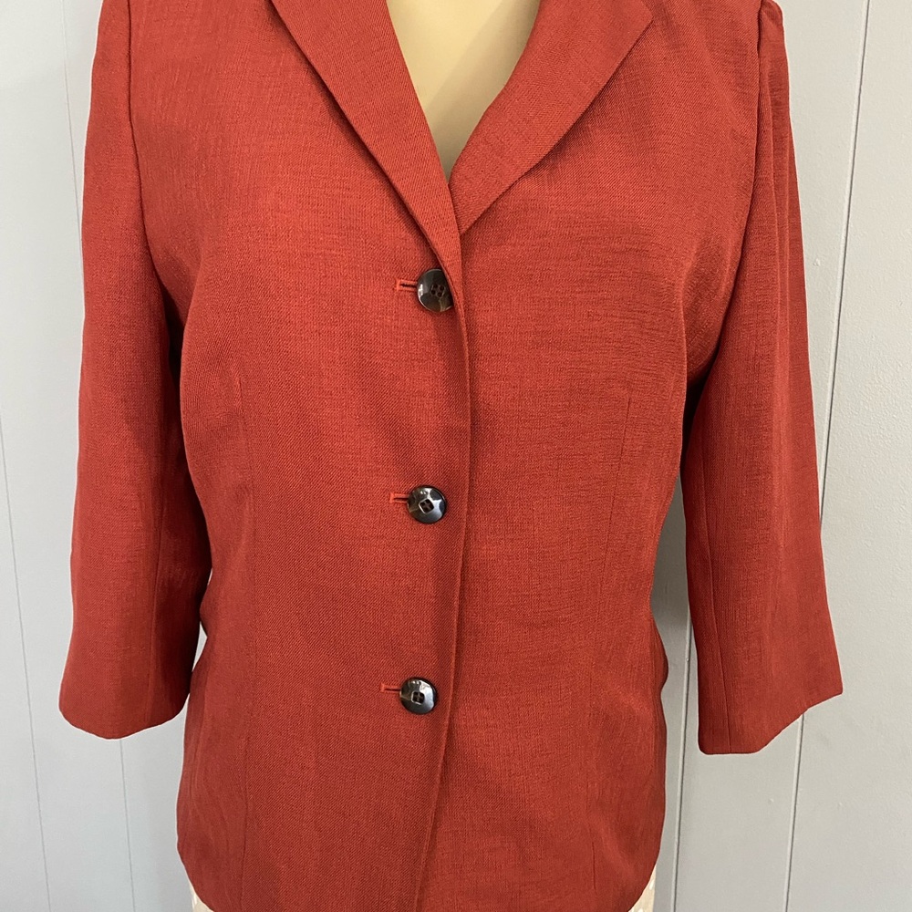 Le Suit Rust-Red Three-Button Blazer - image 1